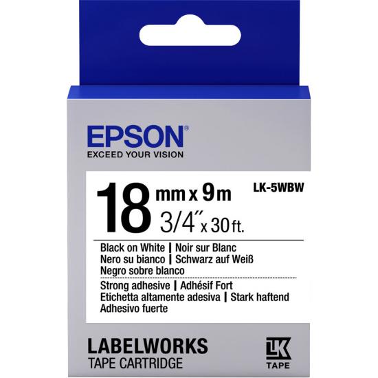 Epson LK-5WBW Strong 18MM 9Metre Etiket