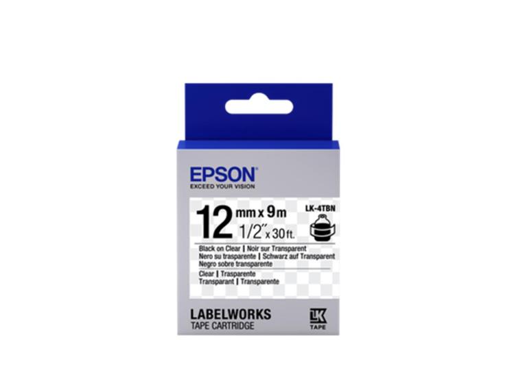 Epson LK-4TBN Cleart Siyah Üzeri Beyaz Etiket