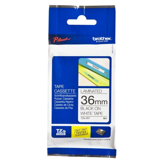 Brother TZE-261 36 mm Beyaz Üzerine Siyah Lamina