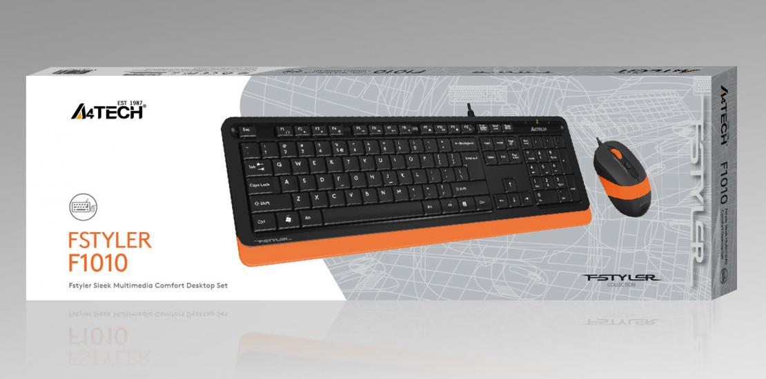 A4 Tech F1010 Q Usb Turuncu Klavye+Optik Mouse Set