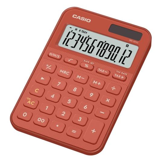 Casio MS-20YC-RD 12 Hane Masa Üstü Hesap Makinesi