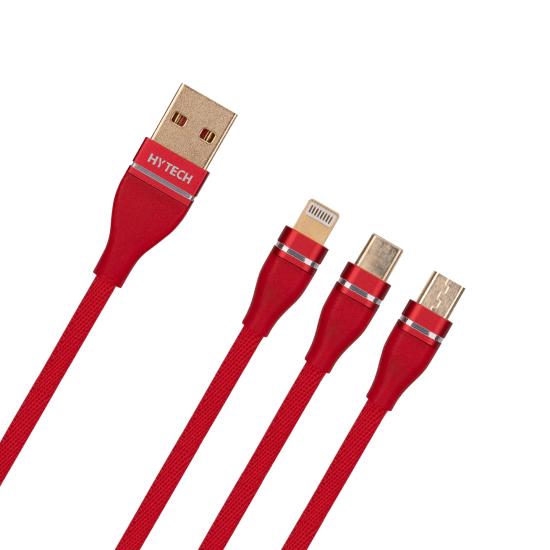 Hytech HY-X505 1.2M 3A MicroUSB+Lightning+TypeC 3